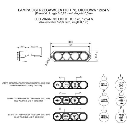 KAKAS FIGYELMEZTETŐ LÁMPA LED 12/24V LDO 2258