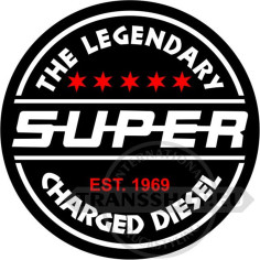 DE LEGENDARISCHE SUPER CHARGED DIESEL STICKER 8 CM