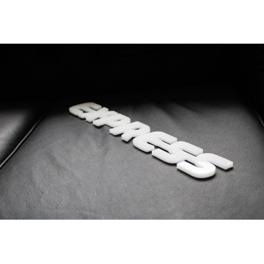 E-X-P-R-E-S-S plastic emblem letters logo
