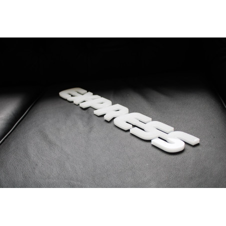 E-X-P-R-E-S-S plastic emblem letters logo
