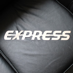 E-X-P-R-E-S-S EMBLEMA LOGO IN ACCIAIO INOX CROMATO EXPRESS 2