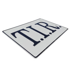 TABLICA TŁOCZONA TIR BIAŁO CZARNA 2