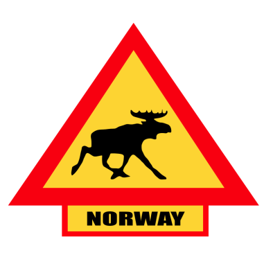 ATTENTION MOOSE NORWAY STICKER 10x8.5 CM
