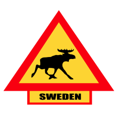 ATTENTION MOOSE SWEDEN STICKER 10x8.5 CM