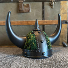 VIKING HELMET BLACK WITH GREEN DANISH PLUSH