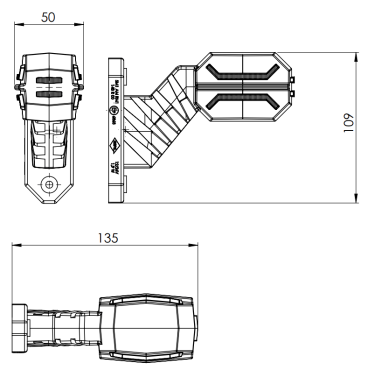 PRAWA LAMPA OBRYSOWA DRAGON LD 3064 BIAŁO...