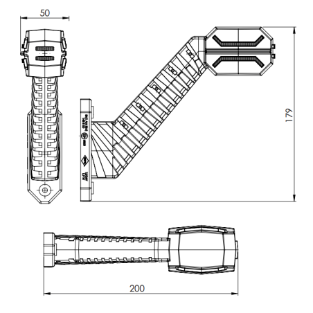 LUCE D'INGOMBRO DESTRA DRAGON LD 2995 BIANCO ROSSO ARANCIONE