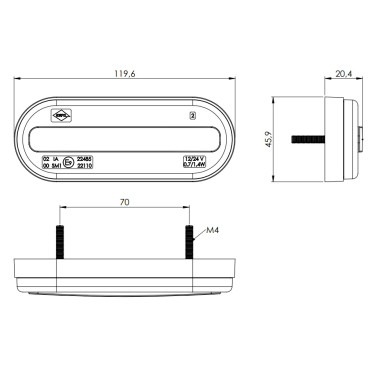 LUCE D'INGOMBRO A LED ARANCIO CON VETRO LD 2771