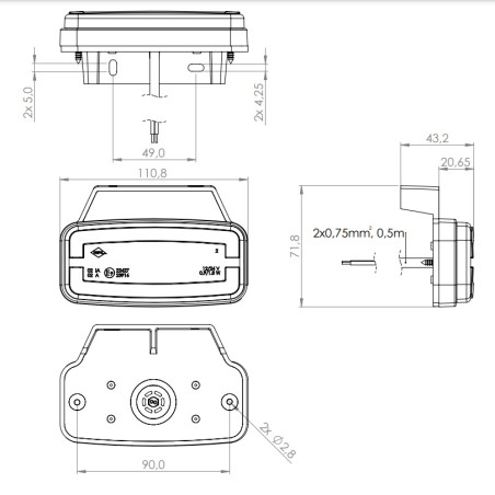 NARANČASTA LED PROZORNA SVJETILJKA S VJEŠALICOM I REFLEKTOROM LD 2765
