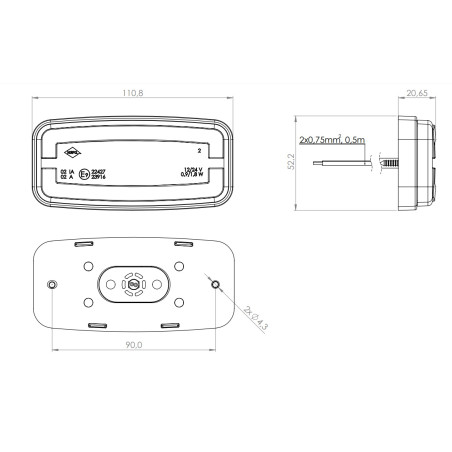 ORANGE LED MARKER LAMP WITH HANGER AND REFLECTOR LD 2762