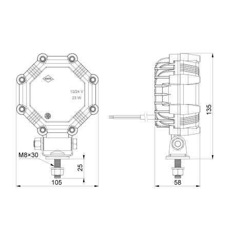 LAMPADA DA LAVORO AGGIUNTIVA LED 12/24V LRD 2983 SLIM