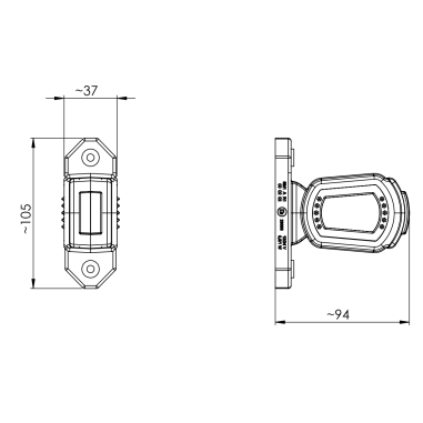 RIGHT MARKER LAMP LDCC 2777 WHITE RED ORANGE