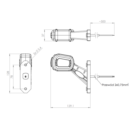 VÄNSTER RÖJSLAMPA LDCC 2696 VIT RÖD ORANGE
