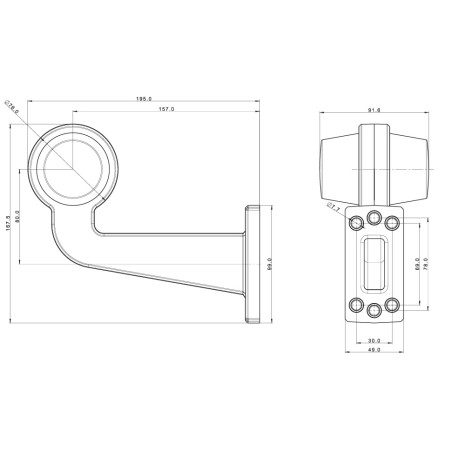 LAMPADA DECORATIVA/INDICATORE DI DIREZIONE A LED ARANCIO SU FRISTOM FT-147 FZ/Z BRACCIO PIEGHEVOLE A LED
