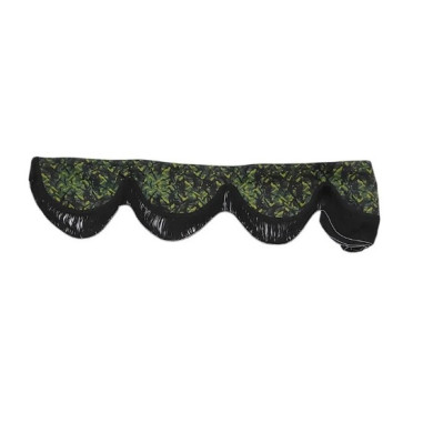 PELMET GREEN PLUSH PRINT BLACK FRINGE