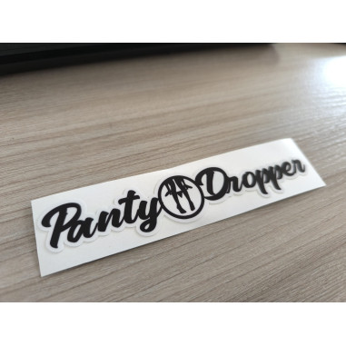 "PANTY DROPPER" WITTE STICKER 15cm