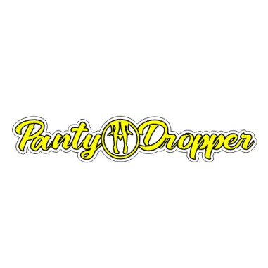 AUTOCOLLANT "PANTY DROPPER"  JAUNE 15cm