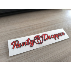 "PANTY DROPPER" RÖD KLISTERMÄRKE 15cm 2