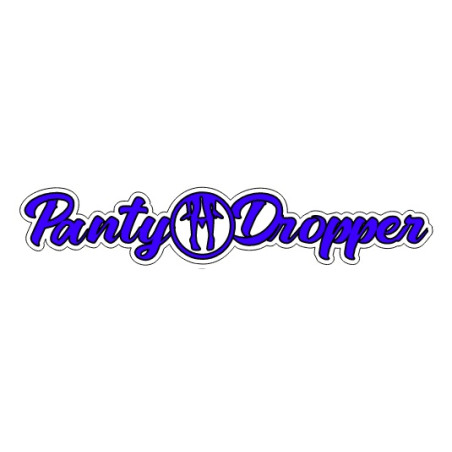 "PANTY DROPPER" BLUE STICKER 15cm