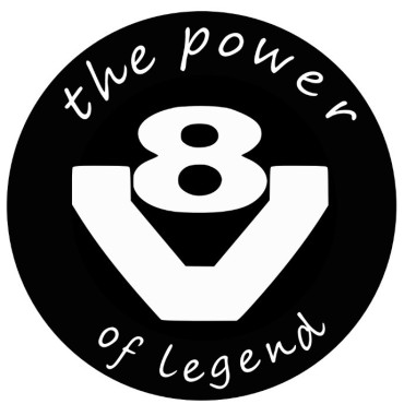 AUTOCOLLANT "V8 THE POWER OF LEGEND" 8CM