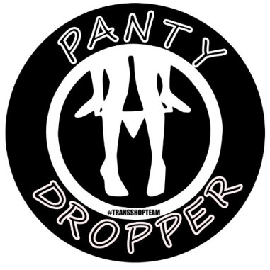 AUTOCOLLANT "PANTY DROPPER" NOIR, 8CM