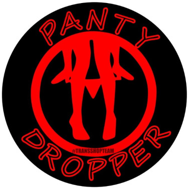 AUTOCOLLANT "PANTY DROPPER" AUTOCOLLANT NOIR ET ROUGE 8CM