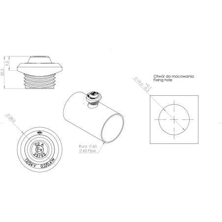 WHITE MARKER LAMP PUSHED INTO PIPE SMOKED LAMPSHADE LD 2631/GRAPHITE