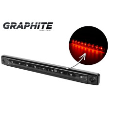 CZERWONA LAMPA OBRYSOWA LED 25CM, PAŁKA, KLOSZ DYMIONY