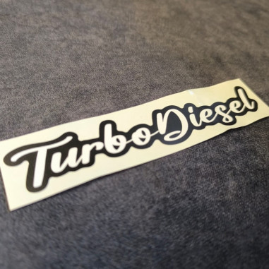 BÍLÁ NÁLEPKA "TURBO DIESEL" 15CM