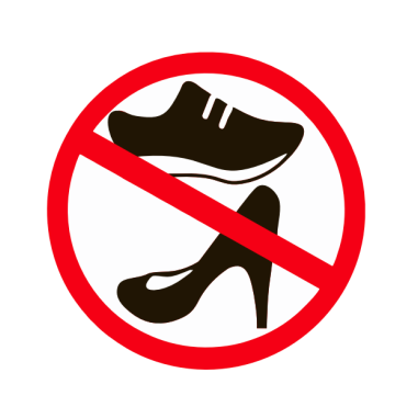 "Doorgestreepte schoenen" RONDE STICKER 8CM