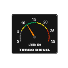 AUTOCOLLANT "TACHYMÈTRE TURBO DIESEL" 8CM