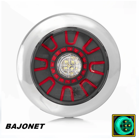 FT-314 LED CHROME BAJONET LAMPA TYLNA (COFANIA, PRZECIWMGŁOWA, POZYCJA)