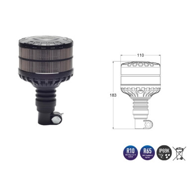 ORANGE FLASHING LAMP WITH SMOKED LAMPSHADE...