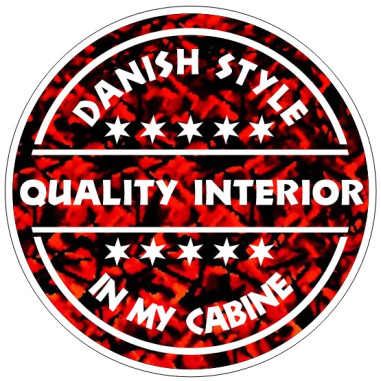 WINDOW STICKER "DANISH STYLE IN MY CABINE" RED...