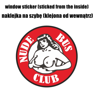 RAAMSTICKER "NUDE BUS CLUB" 10CM