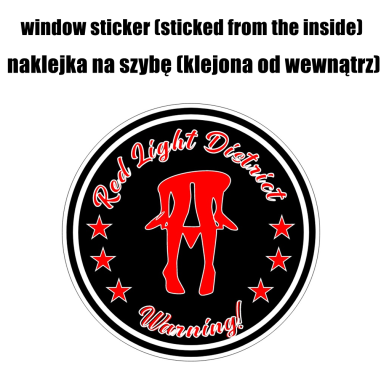 WINDOW STICKER "RED LIGHT WARNING" 10CM