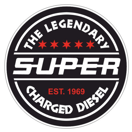 FÖNSTERKLISTERMÄRKE "THE LEGENDARY SUPER CHARGED" 10CM