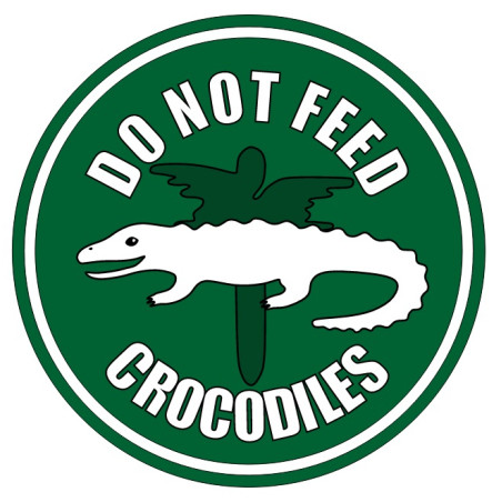 NÁLEPKA NA OKNO "DO NOT FEED CROCODILES" 10CM