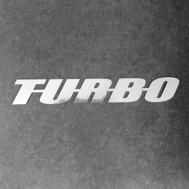 EMBLEMA TURBO LOGO IN ACCIAIO CROMATO