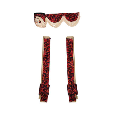 DANISH SET: RED PLUSH CURTAINS + ROLLS + PILLOW...