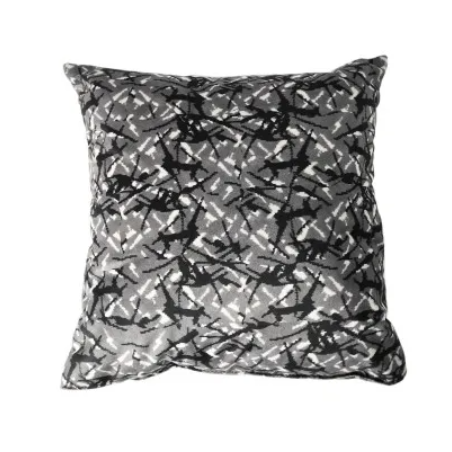 CONJUNTO DANÉS: CORTINAS DE FELPA GRIS + ROLLOS + ALMOHADA + DADOS