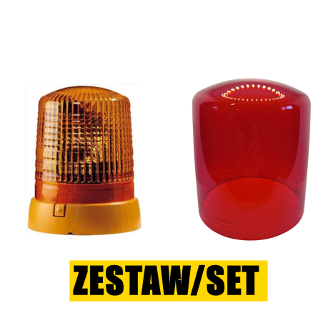 ZESTAW: LAMPA BŁYSKOWA HELLA KL7000 + OZDOBNY KLOSZ CZERWONY
