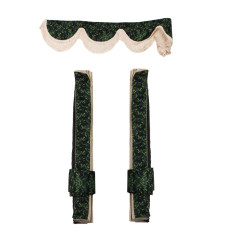 DEENSE SET: GROENE PLUCHE GORDIJNEN + ROLLEN + KUSSEN +... 2