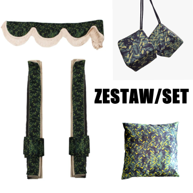 DANISH SET: GREEN PLUSH CURTAINS + ROLLS +...