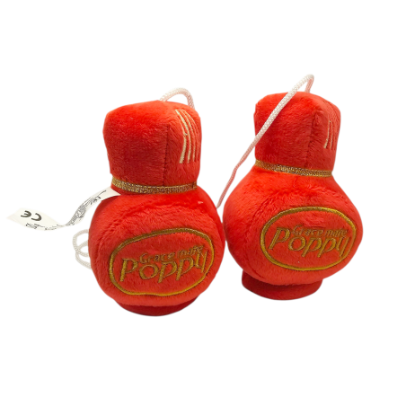 "POPPY" PLUCHE RODE FLESSEN (2 STUKS)