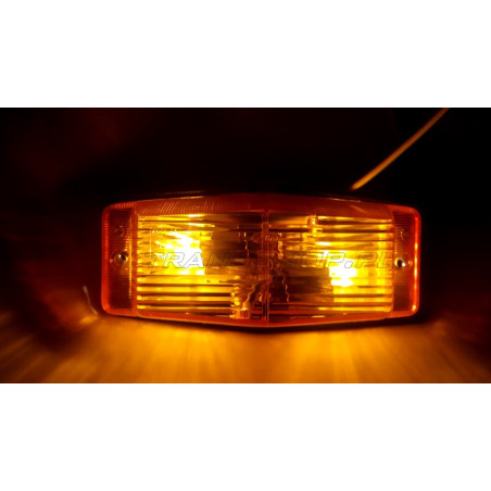 DUBBELE BRANDER ORANJE OPRUIMINGSBORDEN MET TWEE LAMPEN