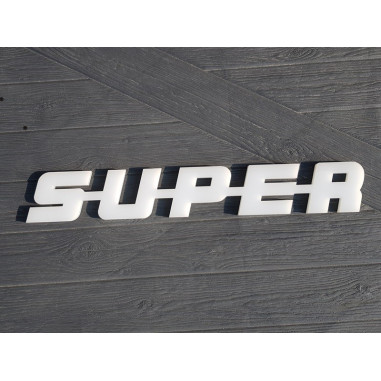 S-U-P-E-R plastic emblem SUPER letters Scania