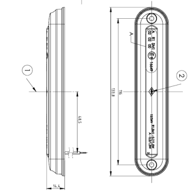 Feu de gabarit blanc de type SLIM avec guide...