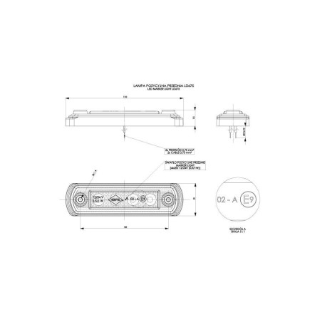 Front marker light white with a rubber pad LD 675
