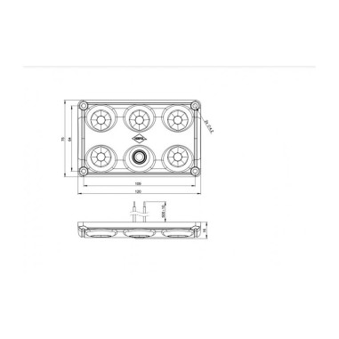 Interior light, rectangular with switch white...